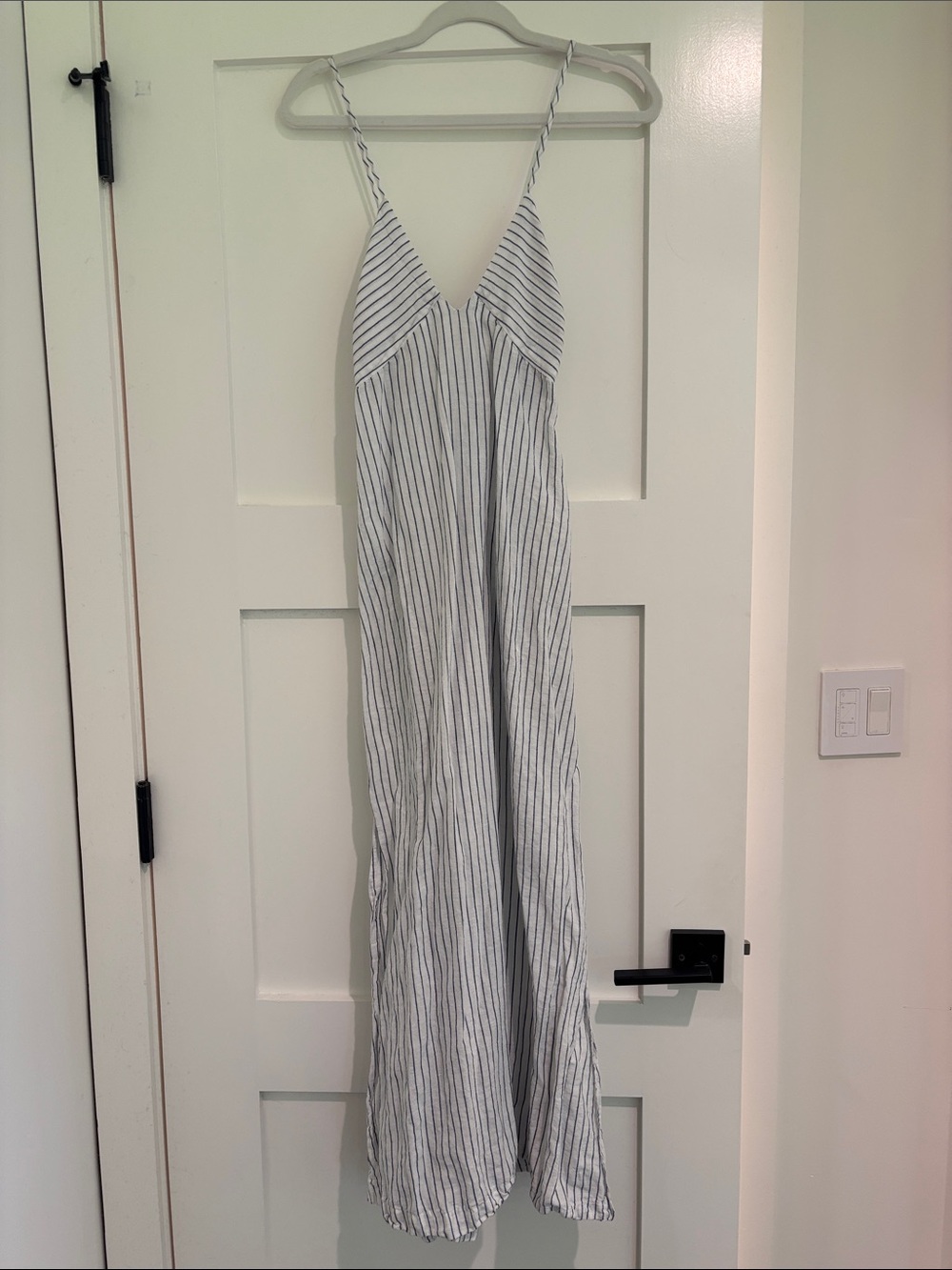 J CREW Striped Spaghetti Strap Maxi Dress - White & BLUE
